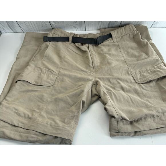 The North Face Pants Mens Large Khaki Nylon Cargo Convertible Belt Hiking - Picture 1 of 11